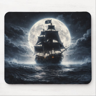 Epic Pirate Ship Moon Mouse Pad – Dark Ocean Pirat