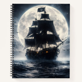 Epic Pirate Ship Moon Notebook – Dark Ocean Pirate