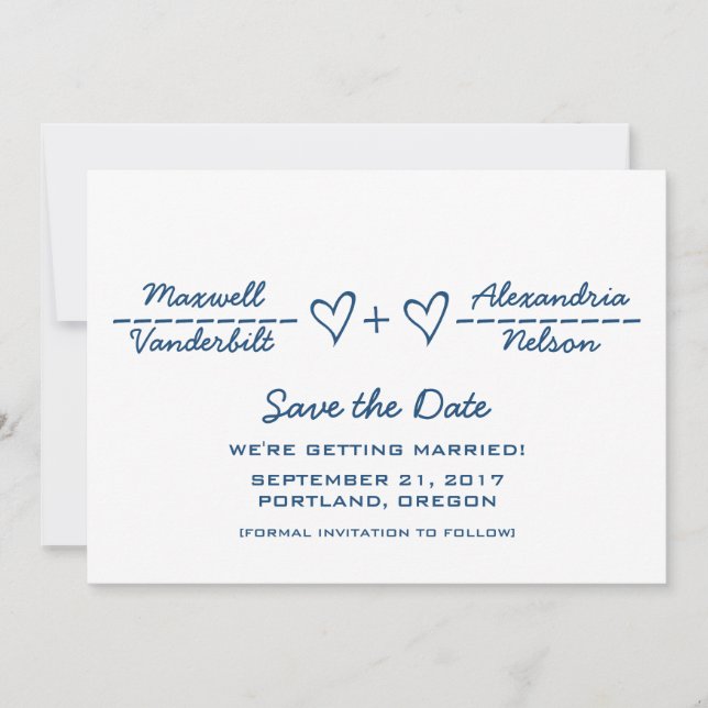 Equação Coração Azul Salvar o Convite de Data (Frente)