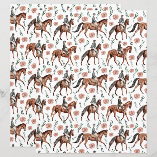Equestrian Scrapbook Paper (Frente/Verso)
