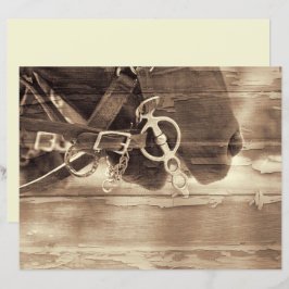 Equídeo Vintage Western Sépia Dissociação Rústica 