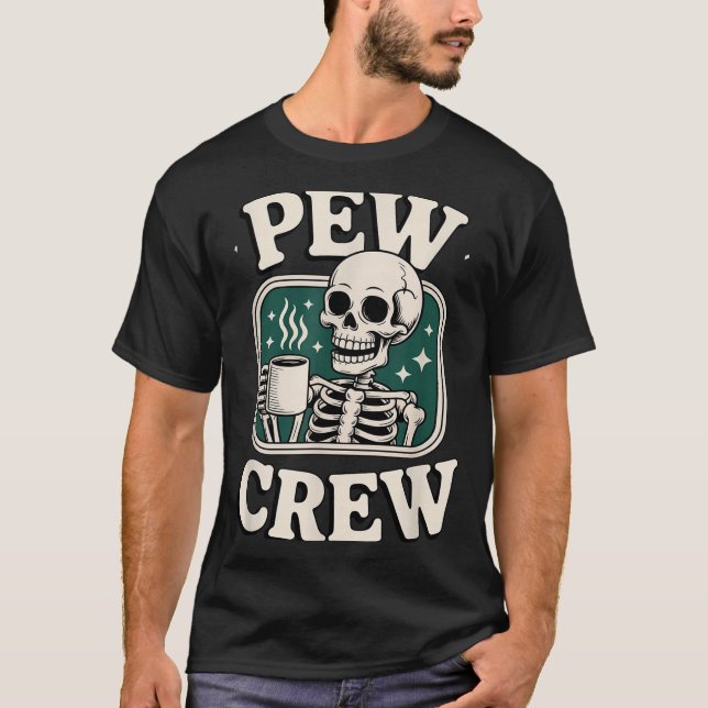 Equipe da Igreja Esqueleto Com Café, Camiseta Engr (Frente)