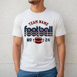 Equipe de futebol personalizada Red e Blue Men<br><div class="desc">Nome personalizado de futebol e Camiseta do número do jogador T para Pai - mostrados no Design White Fleck para pais de futebol, contém retrorreflectores e texto personalizado que podem ser personalizados com um nome de equipe e número de camisa do jogador. Vermelho escuro e azul marinho podem ser personalizados....</div>