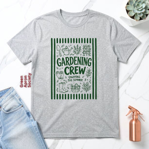 Equipe de jardinagem verde escuro fofa aproveitand