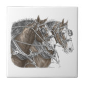 Azulejo De Cerâmica Arte do esboço do desenho do cavalo handmade
