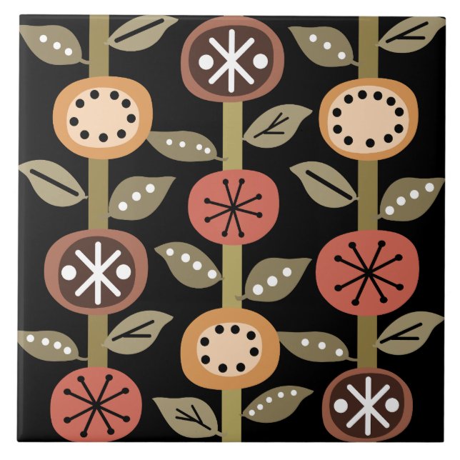 Era Atômica Flores de Arte Negra Coloridas (Frente)