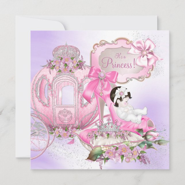 Era Uma Vez Convite de Chá de Bebê Princesa Rosa R (Frente)