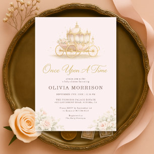 Era Uma Vez Princesa Convite de Chás de Bebê Rosa