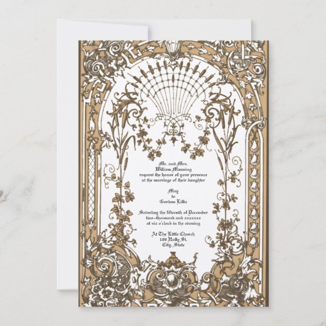 Era Vitoriana 1897 Convite Barroco Rococo Altar (Frente)