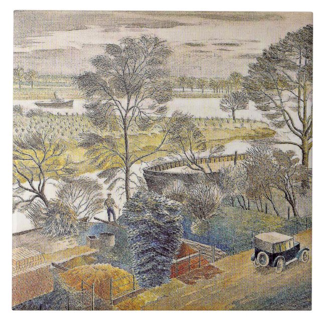 Eric Ravilious art, River Thames, Chiswick Eyot (Frente)