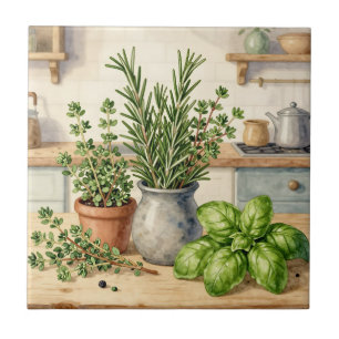 Ervas Frescas da Cozinha Aquarela