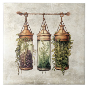 Ervas Penduradas Rústicas Uvas Aquarelas