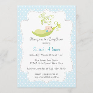 Ervilha doce em um convite do chá do bebé do vag