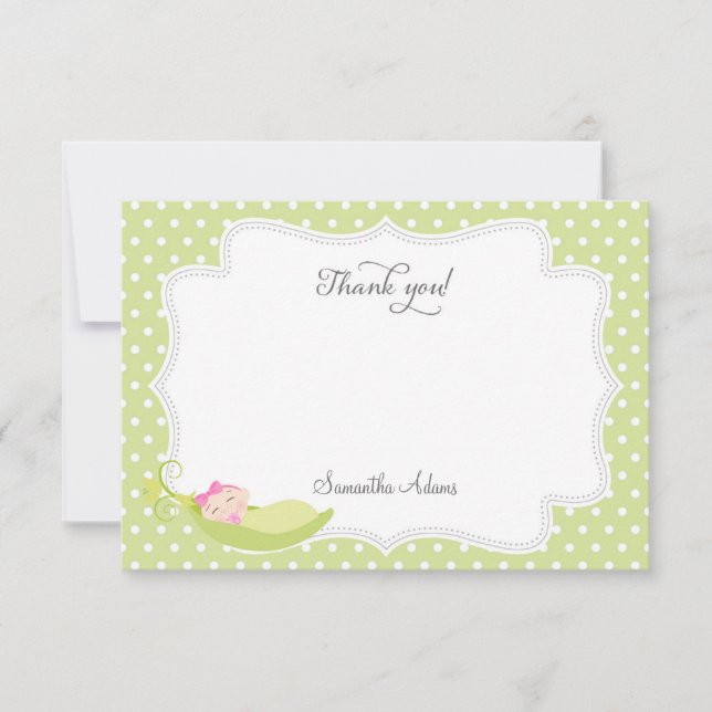 Ervilha em uns cartões de agradecimentos do vagem (Frente)