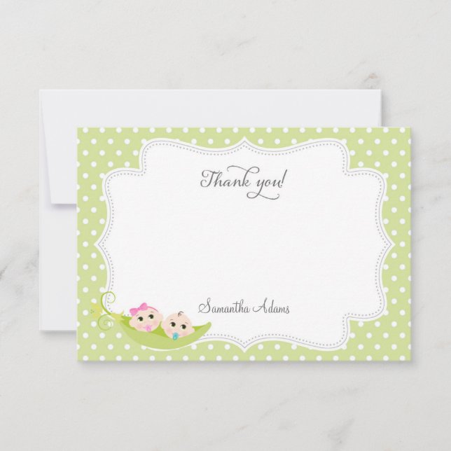 Ervilha em uns cartões de agradecimentos do vagem (Frente)