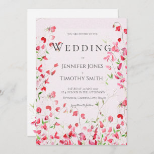 ervilhas doces cor-de-rosa aquarela 2 convite para