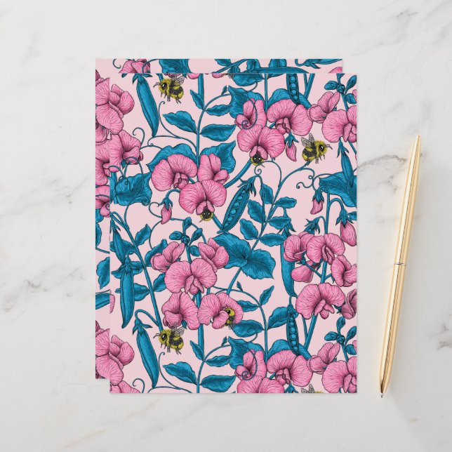 Ervilhas doces e espécimes do gênero Bombus spp.,  (Frente/Verso In Situ)