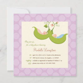 Ervilhas em um convite para Chá de fraldas de gême