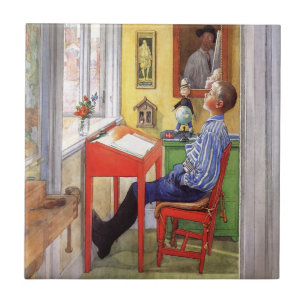 Esbjorn Fazendo Seu Dever de Casa por Carl Larsson