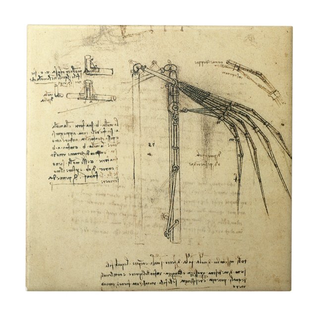 Esboço da Ala de Leonardo da Vinci sobre Máquina V (Frente)