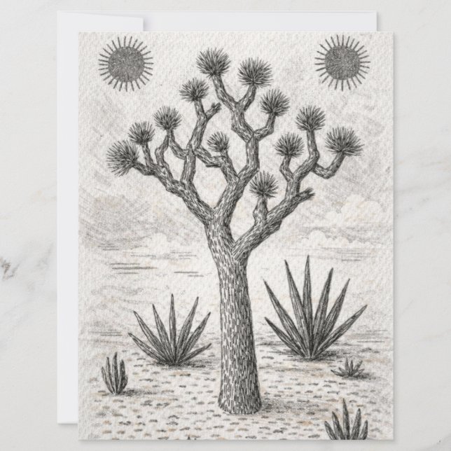esboço da árvore de joshua | arte de esboço do des (Frente)
