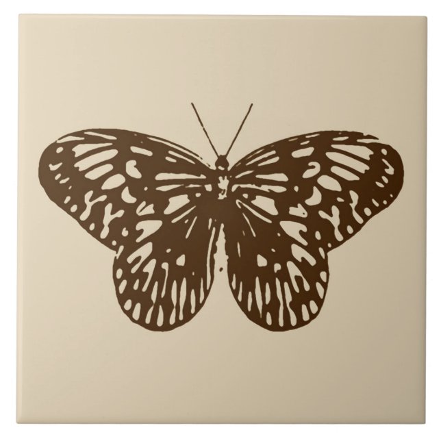 Esboço da borboleta, castanho de chocolate em bege (Frente)