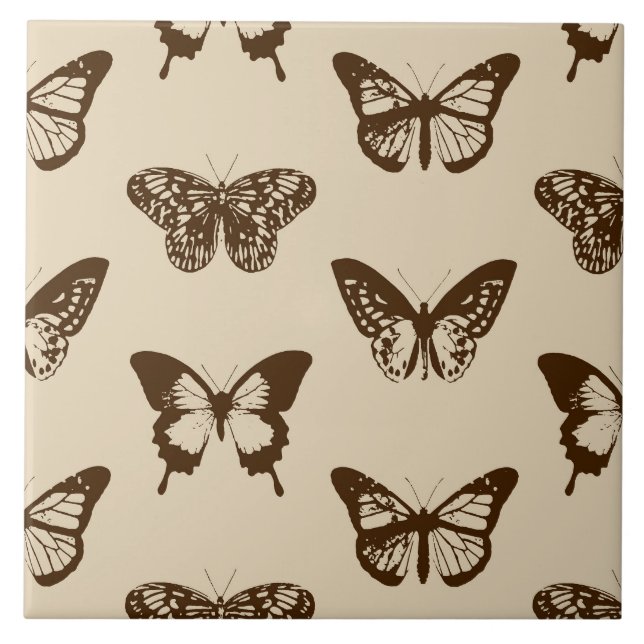 Esboço da borboleta, castanho de chocolate em bege (Frente)