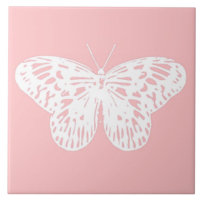 Esboço da borboleta, rosa-casca e branco (Frente)