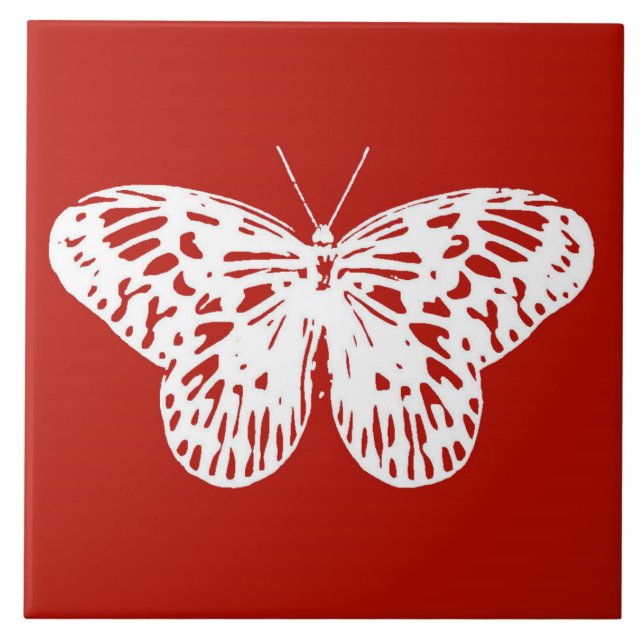 Esboço da borboleta, vermelho e branco profundos (Frente)