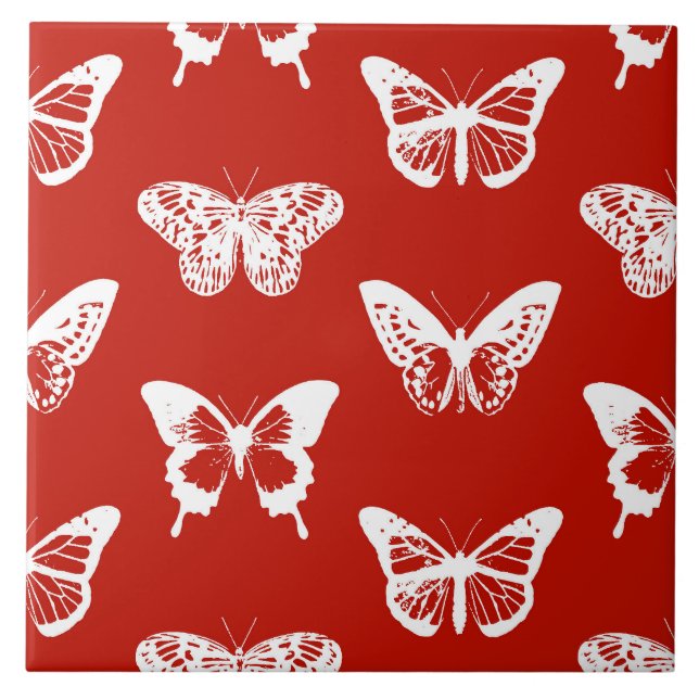 Esboço da borboleta, vermelho e branco profundos (Frente)