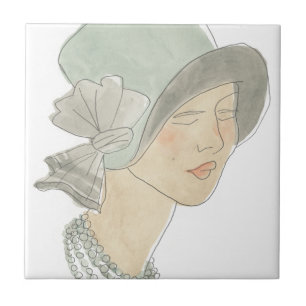 Esboço da Moda da Flapper - Mulher com chapéu
