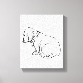 esboço dachshund na canvas esticada