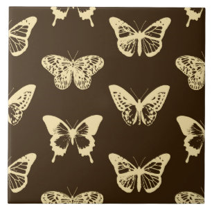 Esboço de borboleta, bege em castanho de chocolat