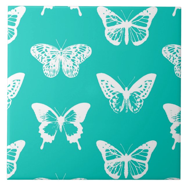 Esboço de borboleta, turquesa e branco (Frente)