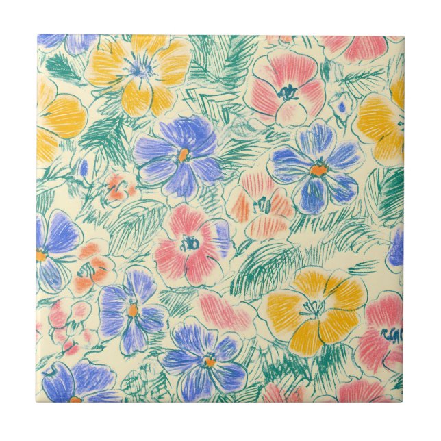 Esboço de Flor Silvestre Vintage (3) (Frente)