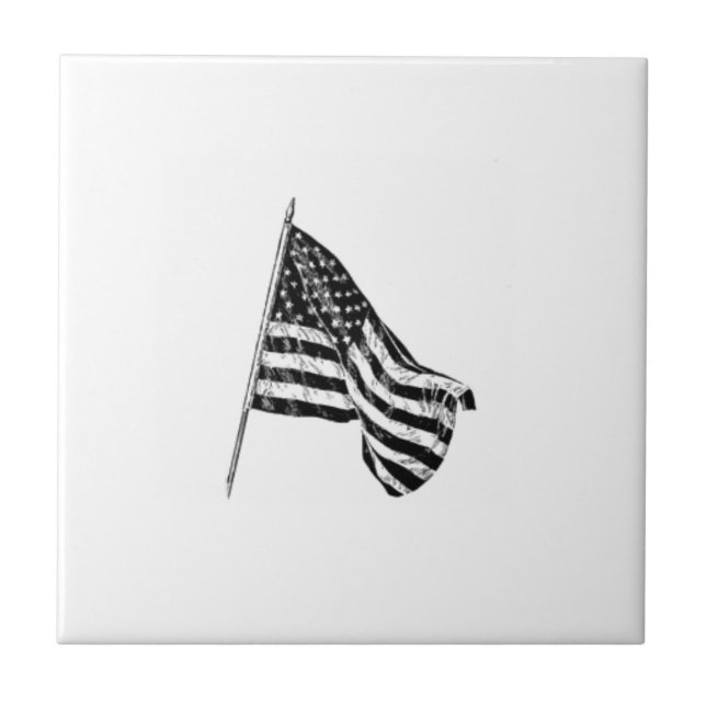 Esboço de Telha Cerâmica da Bandeira Americana (Frente)