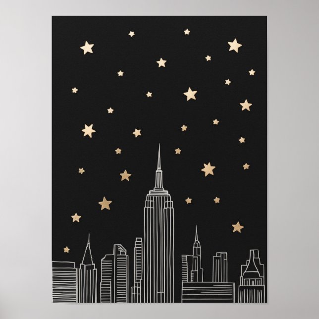 Esboço do Império NYC I Starry Night Poster (Frente)