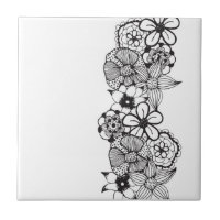 Esboço floral preto e branco