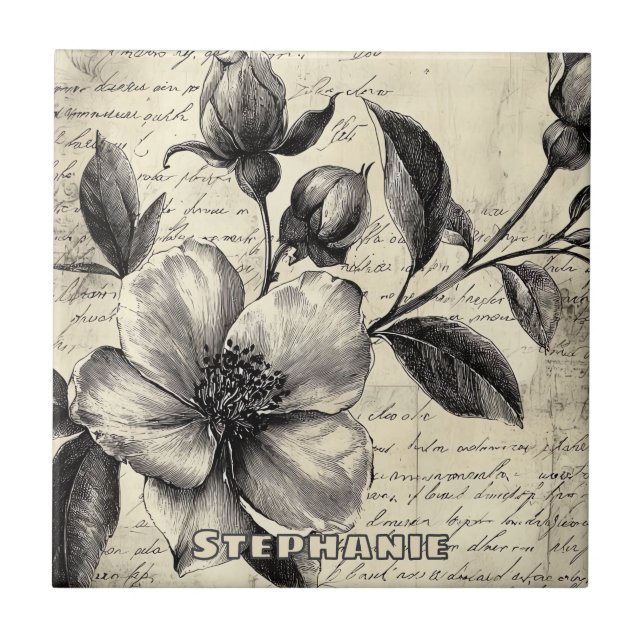 Esboço Floral Russo com Caligrafia - Idade (8) (Frente)