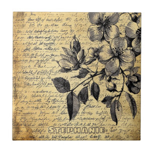 Esboço Floral Rústico com Caligrafia - Envelhecido
