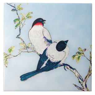 Esboço japonês da tinta do vintage dos passarinh