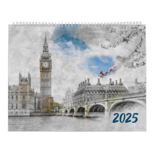 Esboços da paisagem da cidade calendário 2025