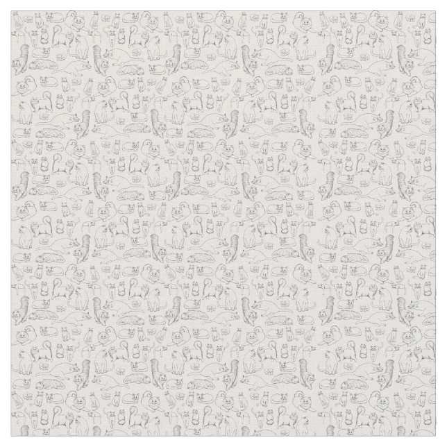 Esboços do tecido de algodão dos gatos (Detalhe)