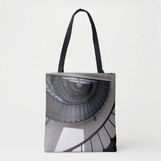 Escada espiral negra em um saco de tote (Frente)