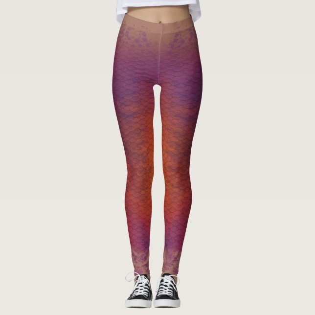 Escala de Sereia misturada cintura Leggings Violet (Frente)
