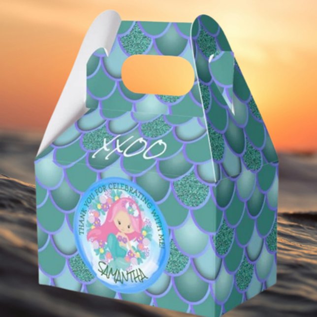 Escalas de Azul no Mar Sereia Obrigado Caixa de Fa (Delight kids with adorable mermaid-themed candy and chocolate boxes)