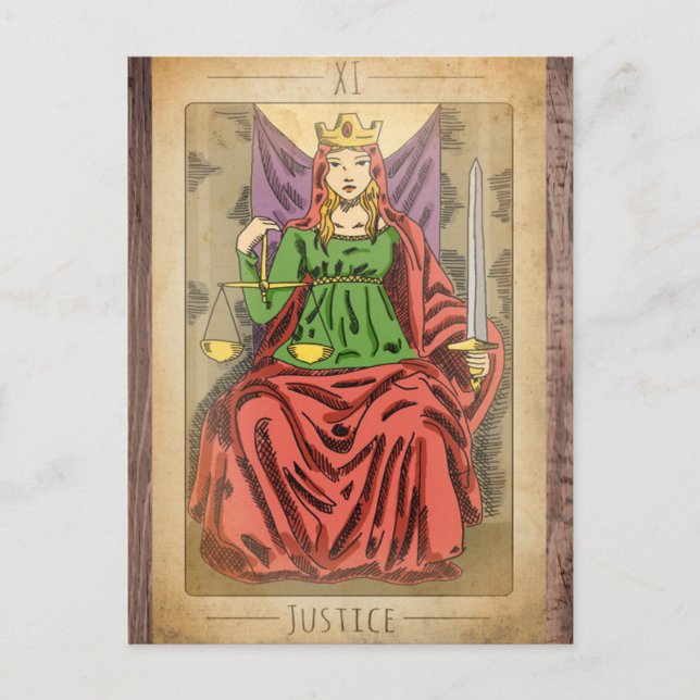 Escalas de cartão tarot da arcana-maior da justiça (Frente)