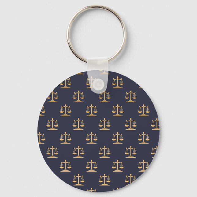 Escalas de Justiça em um Chaveiro de fundo Marinho (Frente)