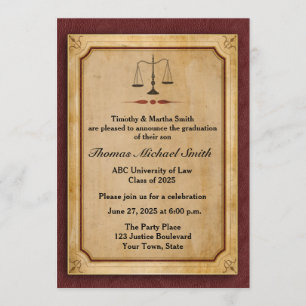 Escalas de justiça, pergaminho, anúncio do