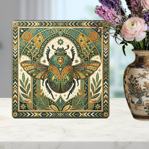 Escaravelho Ornado Esmeralda Turquesa Dourado Art